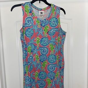 Simply Southern XS sundress seahorse shell blue